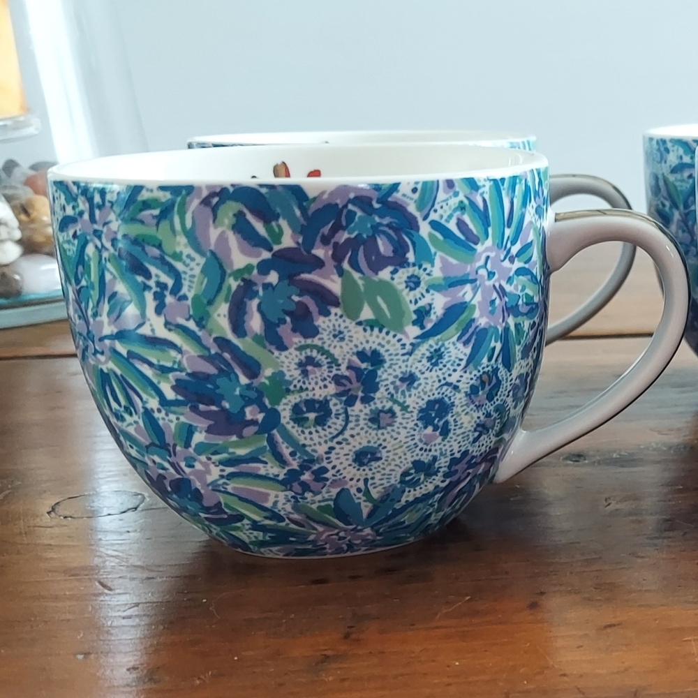 Lilly Pulitzer Blue and Green Floral Mug